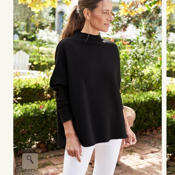 Frank and Eileen EFFIE Long Sleeve Funnel Neck Capelet Black TRIPLE FLEECE L NEW - Picture 1 of 16